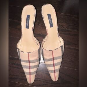 Burberry Women's Checkered Mules - Beige and Black